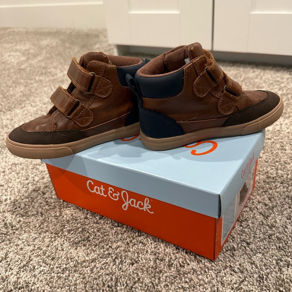 EUC-Cat & Jack Xavier Brown & Blue High Top Boots-sz 9T